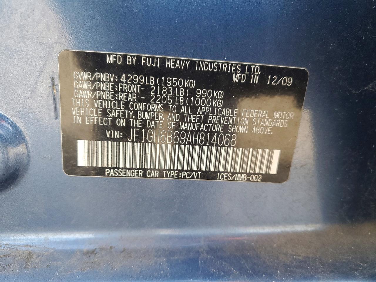 2010 SUBARU IMPREZA 2.5I PREMIUM photo 13