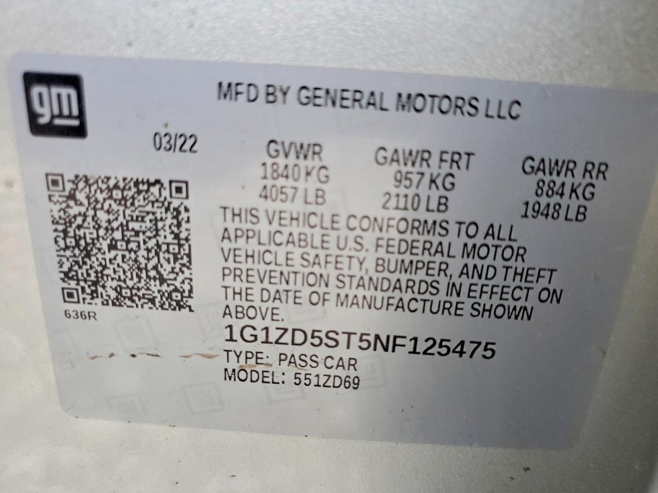 2022 CHEVROLET MALIBU LT photo 12
