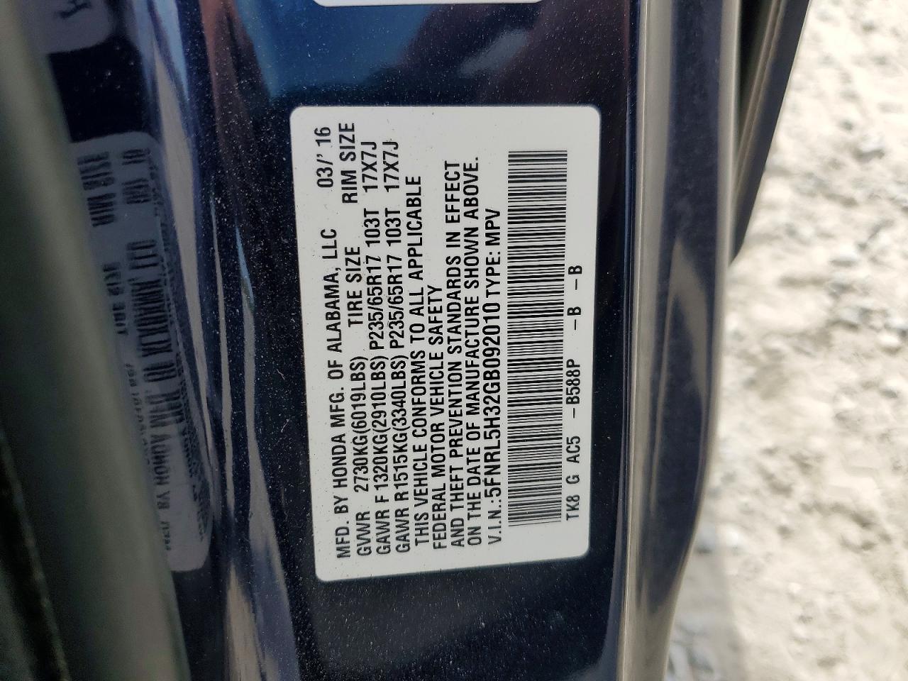 2016 HONDA ODYSSEY SE photo 13