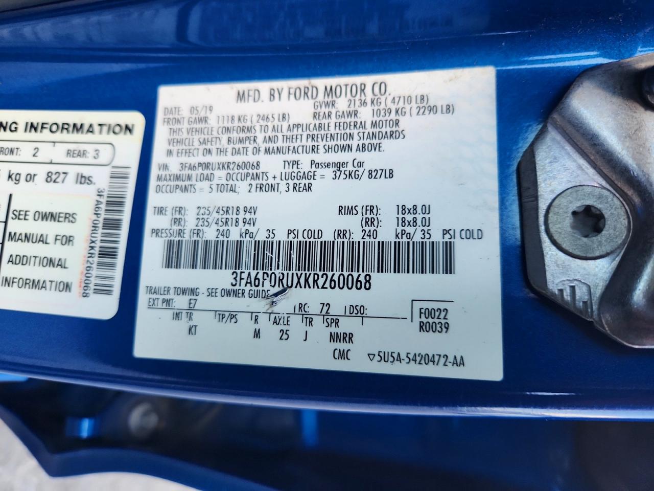 2019 FORD FUSION TITANIUM photo 23