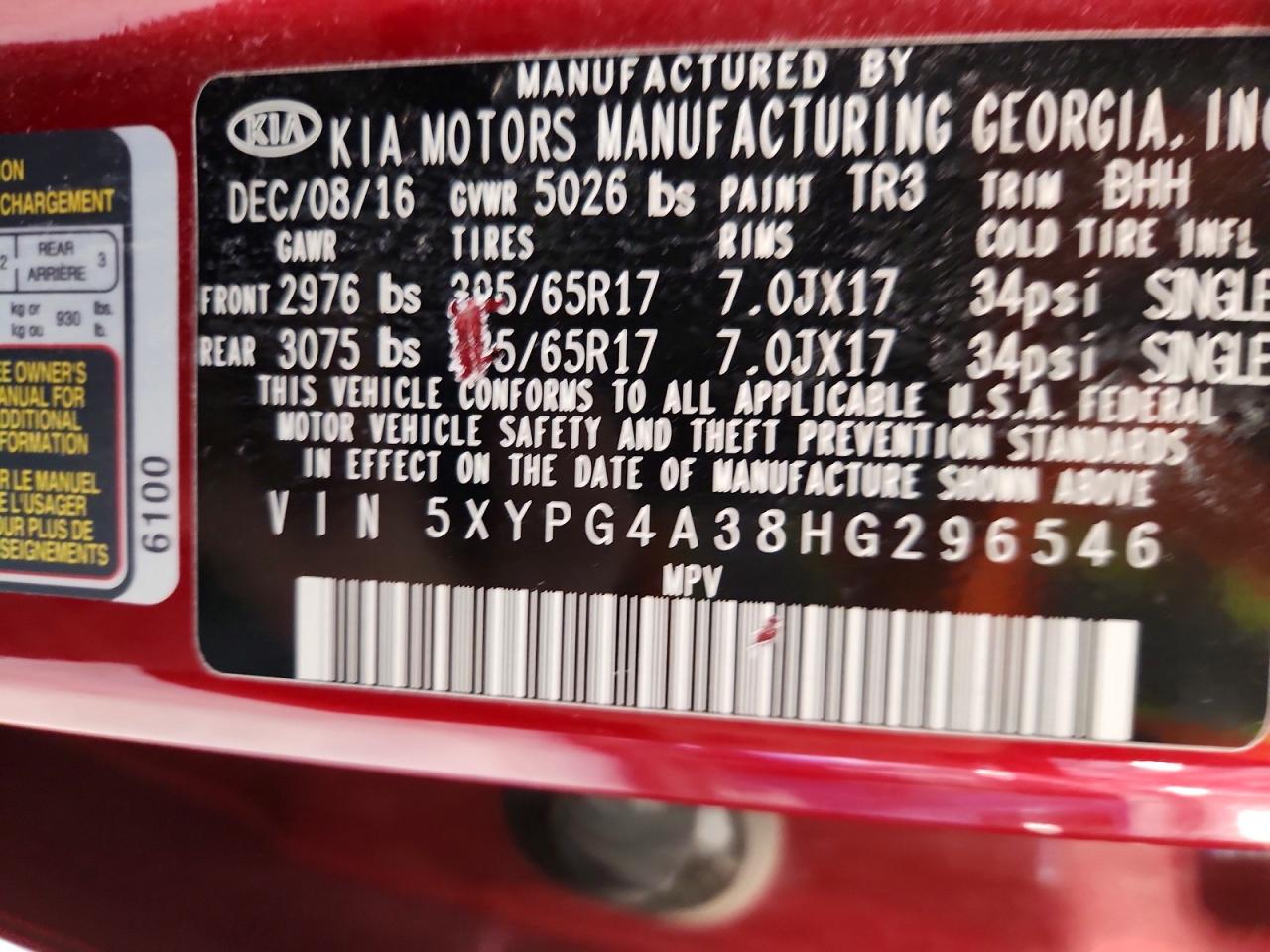 2017 KIA SORENTO LX photo 37