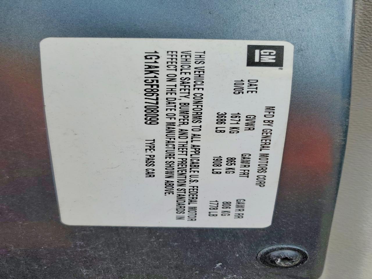 2006 CHEVROLET COBALT LS photo 23