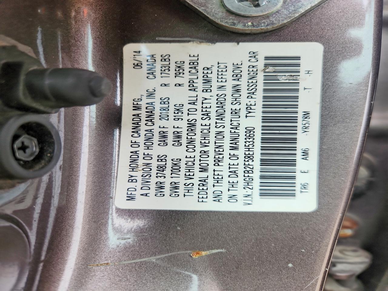 2014 HONDA CIVIC LX photo 12