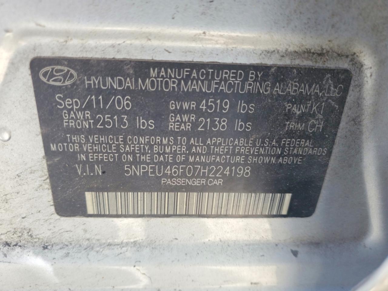 2007 HYUNDAI SONATA SE photo 23