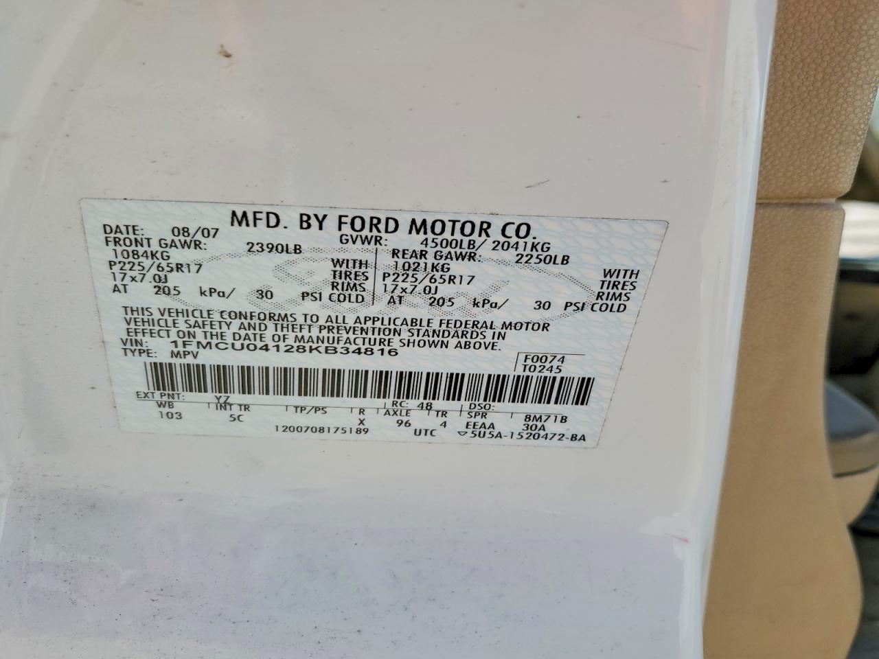 2008 FORD ESCAPE LIMITED photo 13