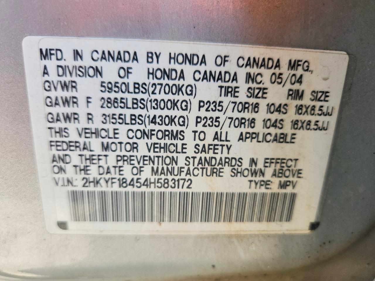 2004 HONDA PILOT EX photo 34