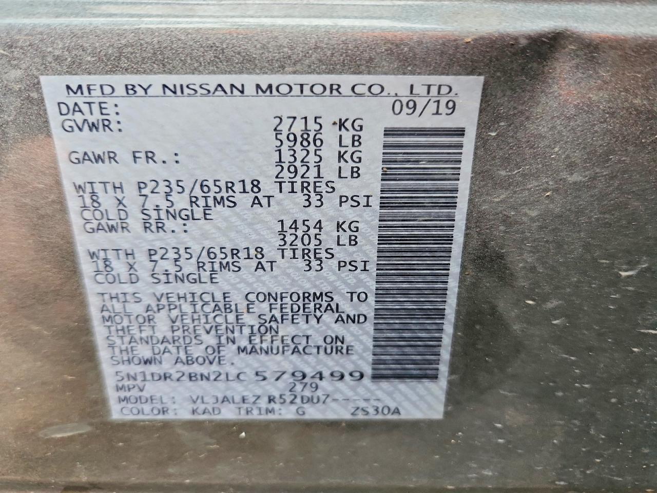 2020 NISSAN PATHFINDER SV photo 37
