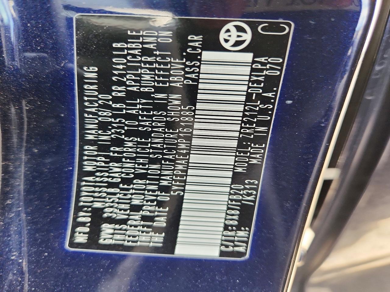 2021 TOYOTA COROLLA LE photo 23