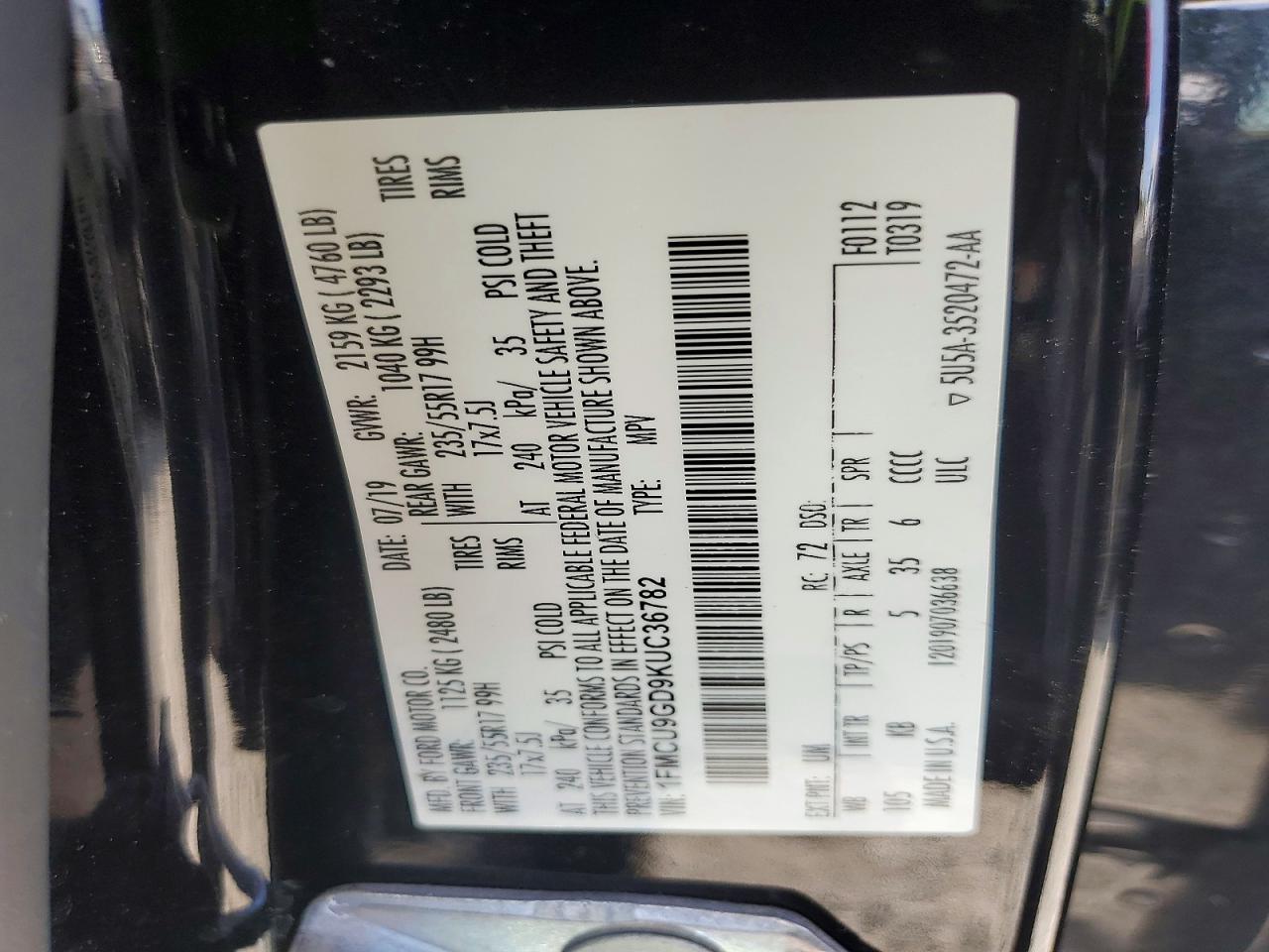 2019 FORD ESCAPE SE photo 25