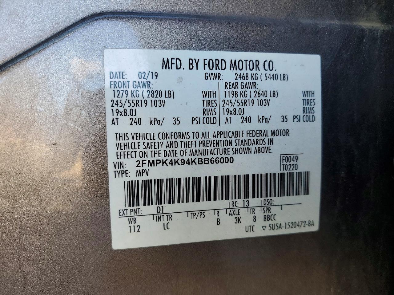 2019 FORD EDGE TITANIUM photo 13