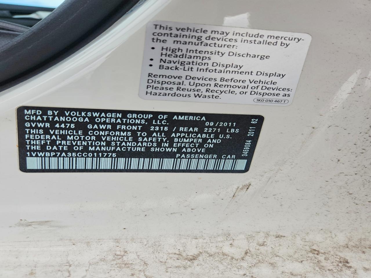 2012 VOLKSWAGEN PASSAT SE photo 34