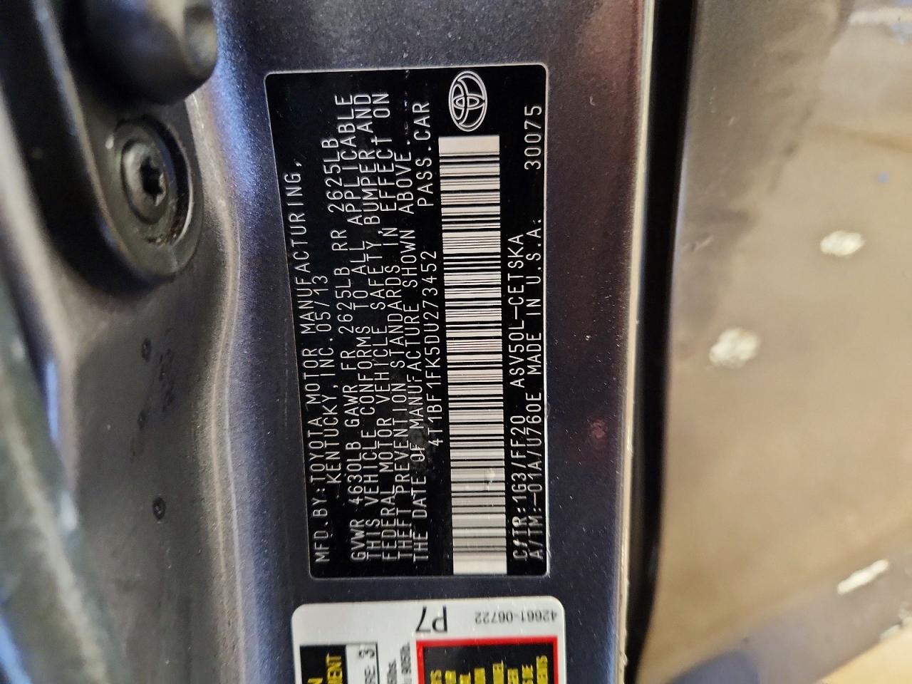 2013 TOYOTA CAMRY SE photo 12
