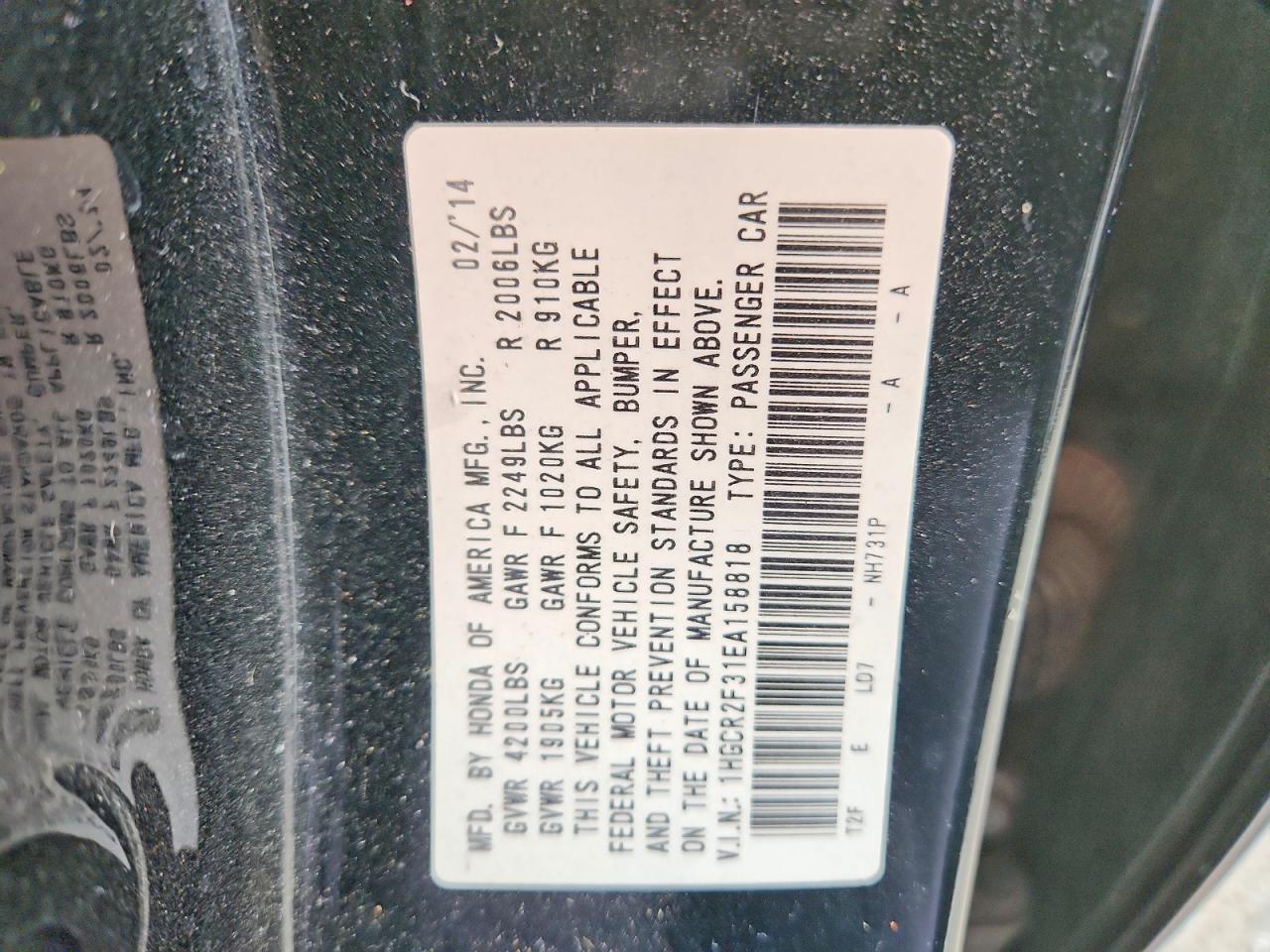 2014 HONDA ACCORD LX photo 34