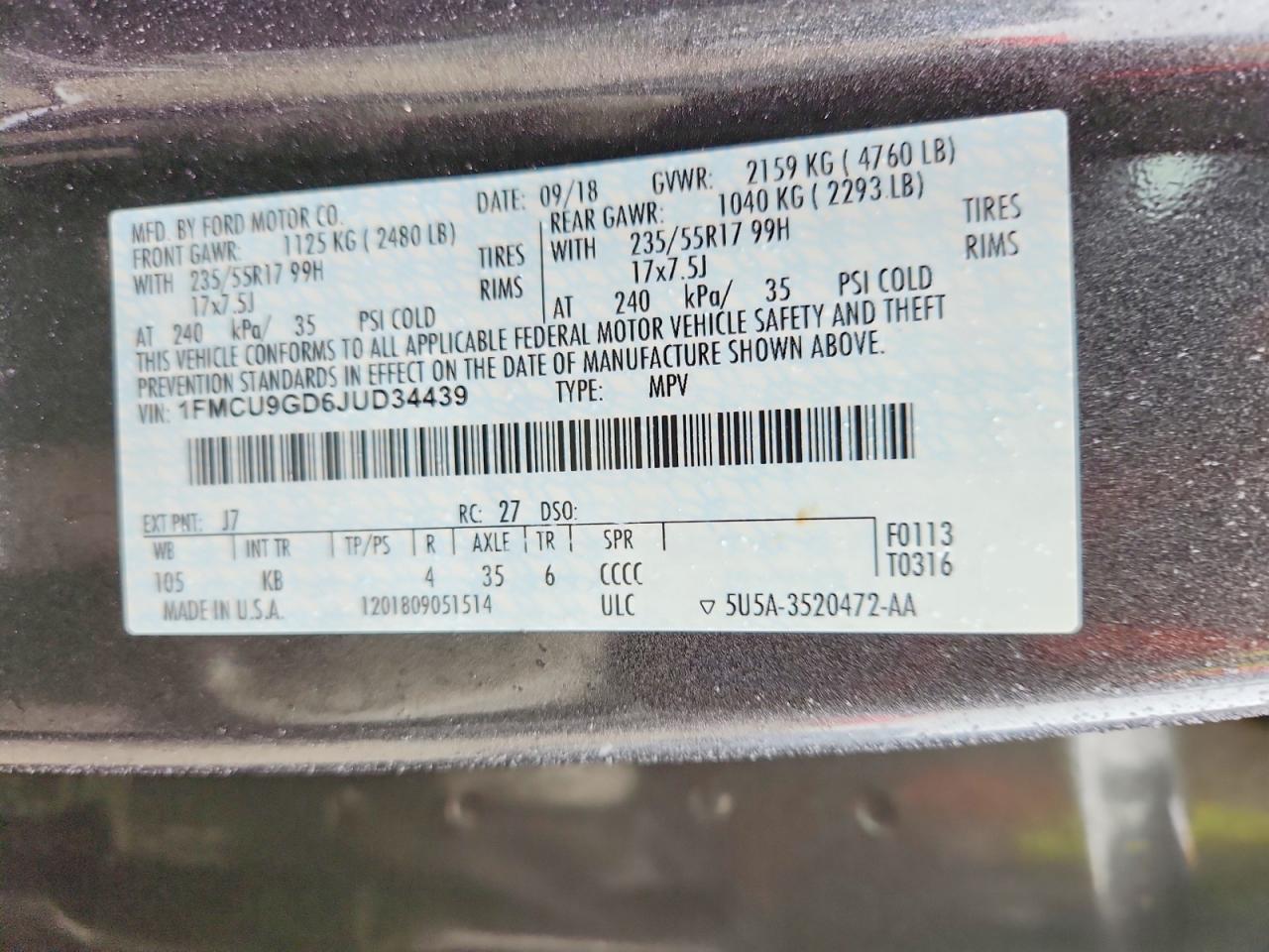 2018 FORD ESCAPE SE photo 25