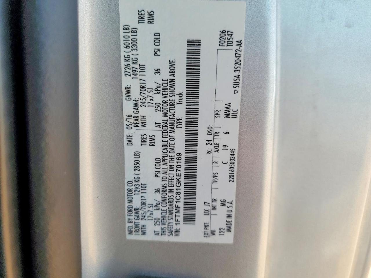 2016 FORD F150 XLT photo 37