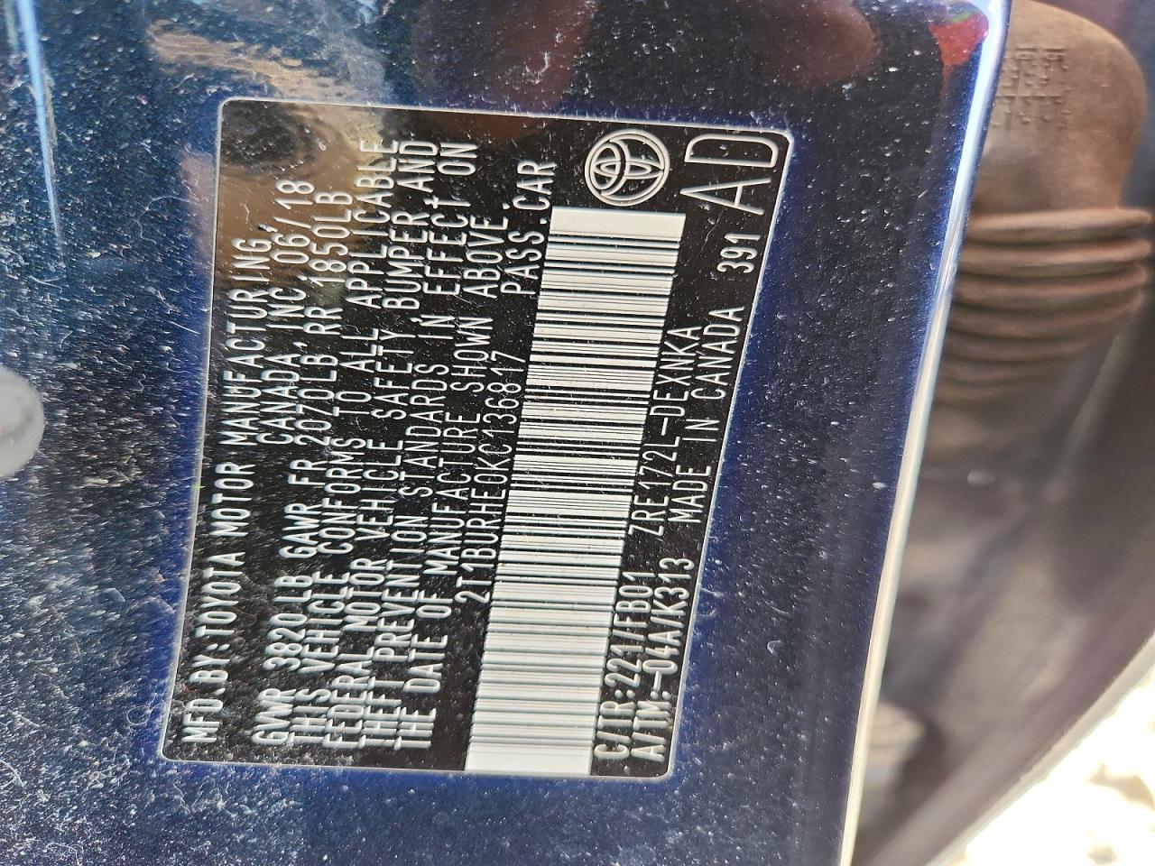 2019 TOYOTA COROLLA LE photo 13
