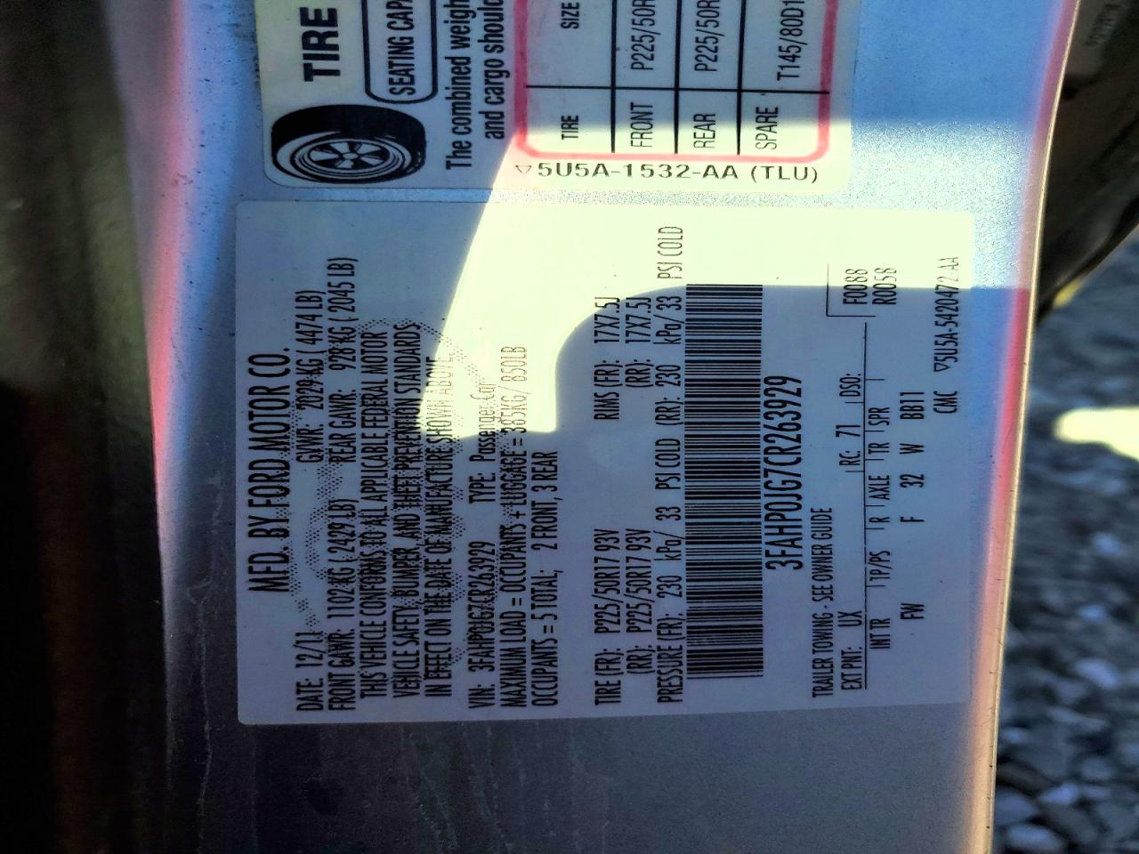 2012 FORD FUSION SEL photo 23