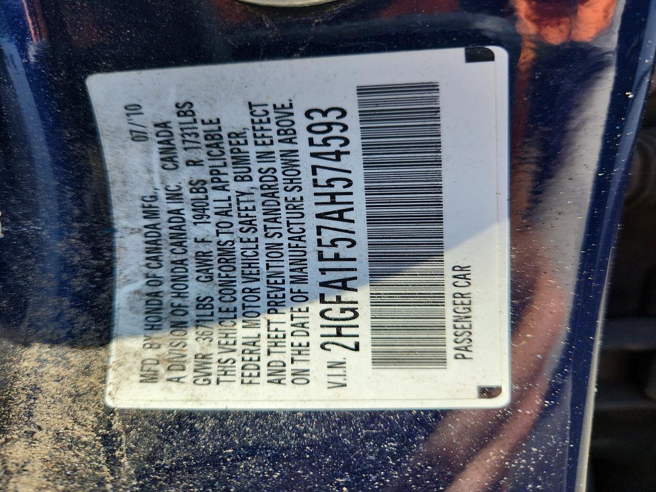 2010 HONDA CIVIC LX photo 12