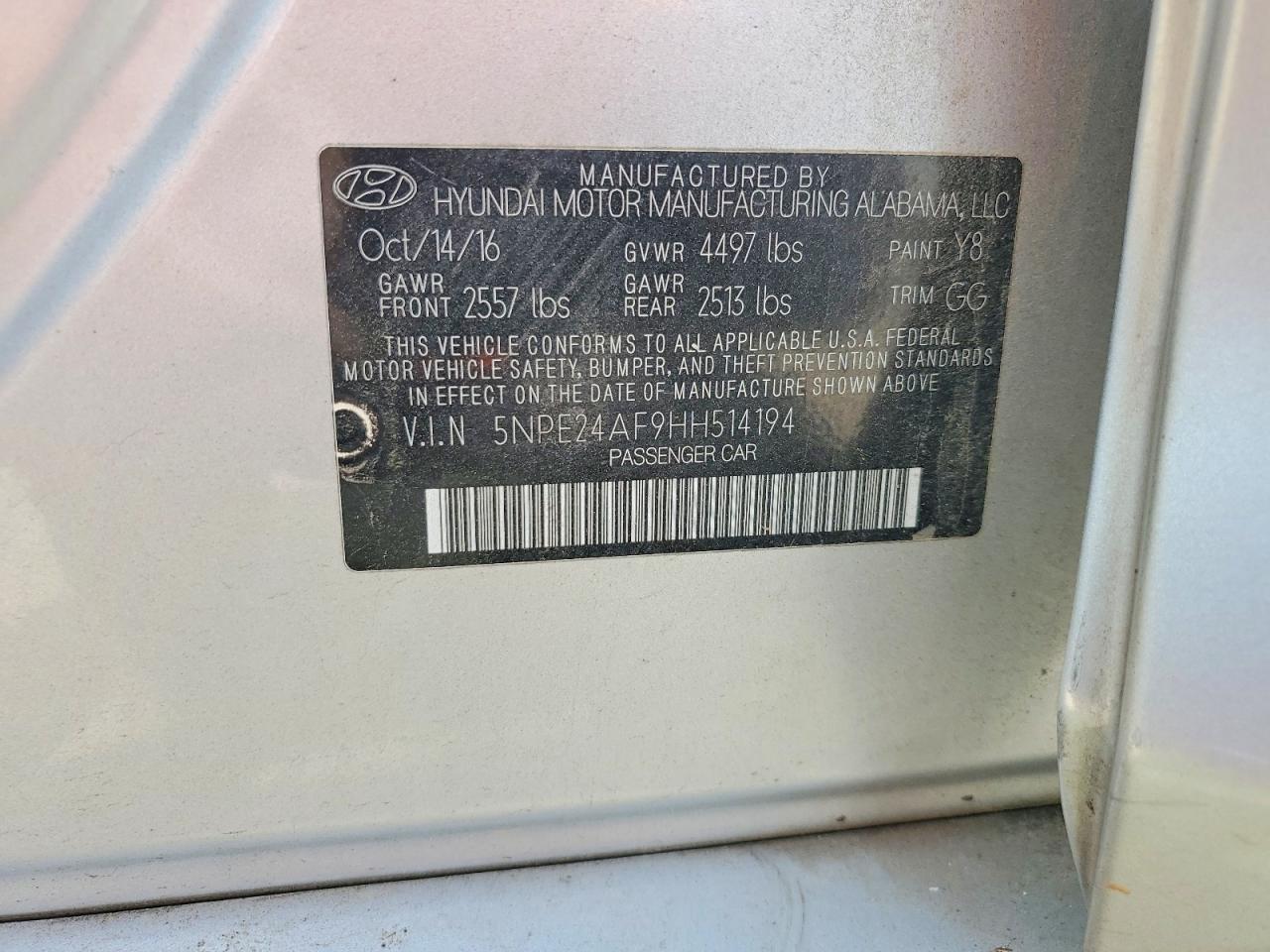 2017 HYUNDAI SONATA BASE photo 37