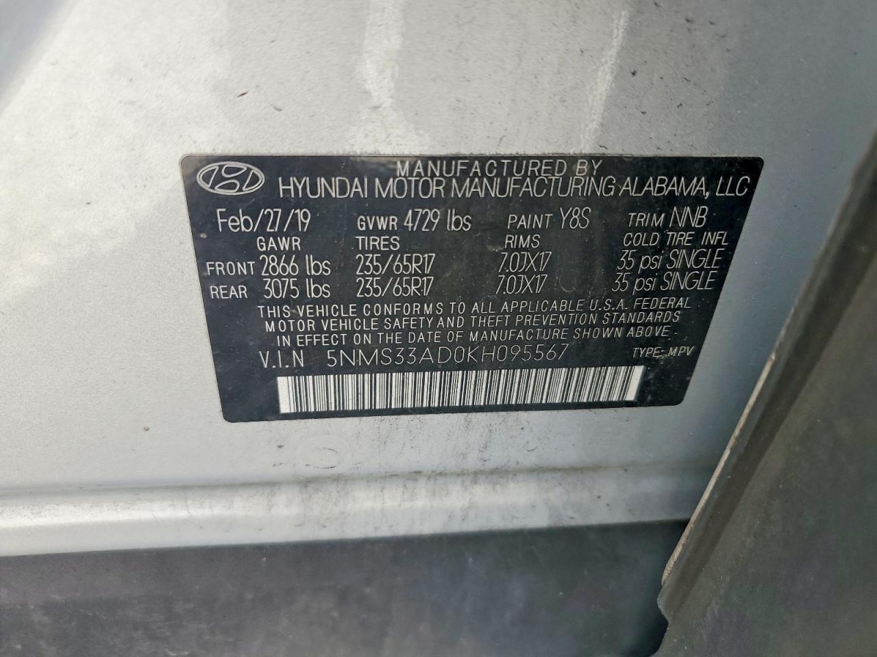 2019 HYUNDAI SANTA FE SEL 2.4L photo 13