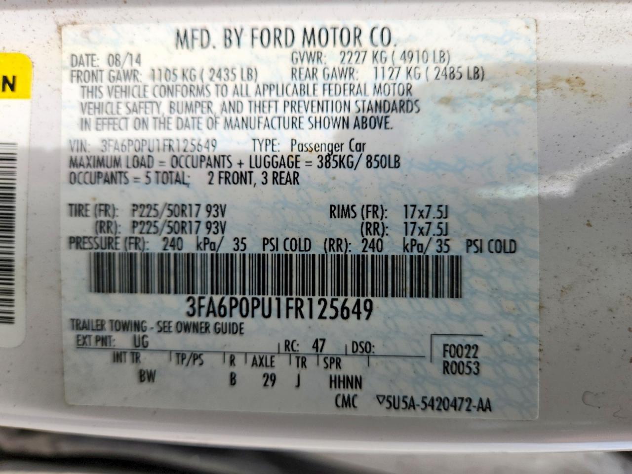 2015 FORD FUSION SE PHEV photo 25