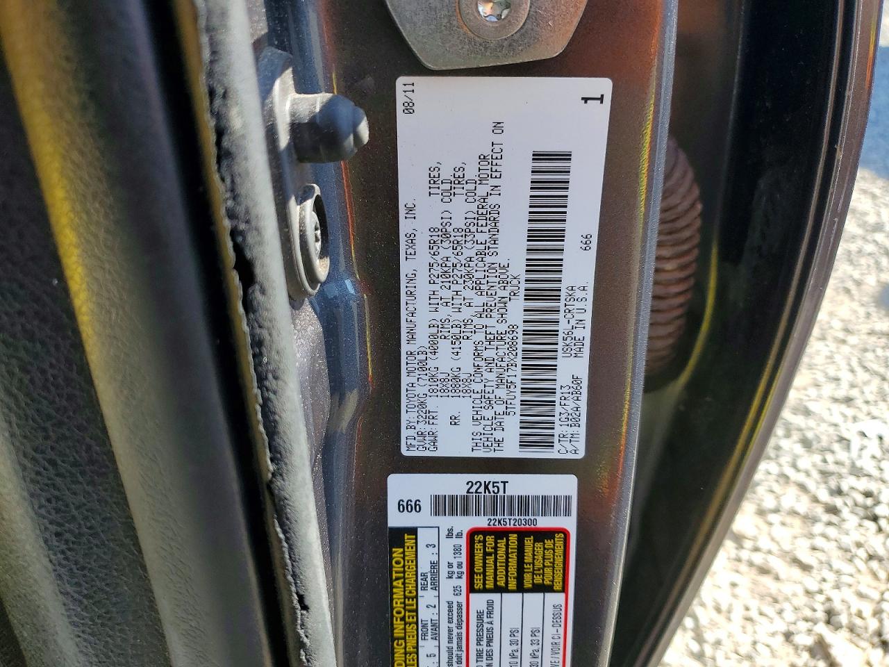 2011 TOYOTA TUNDRA GRADE photo 23
