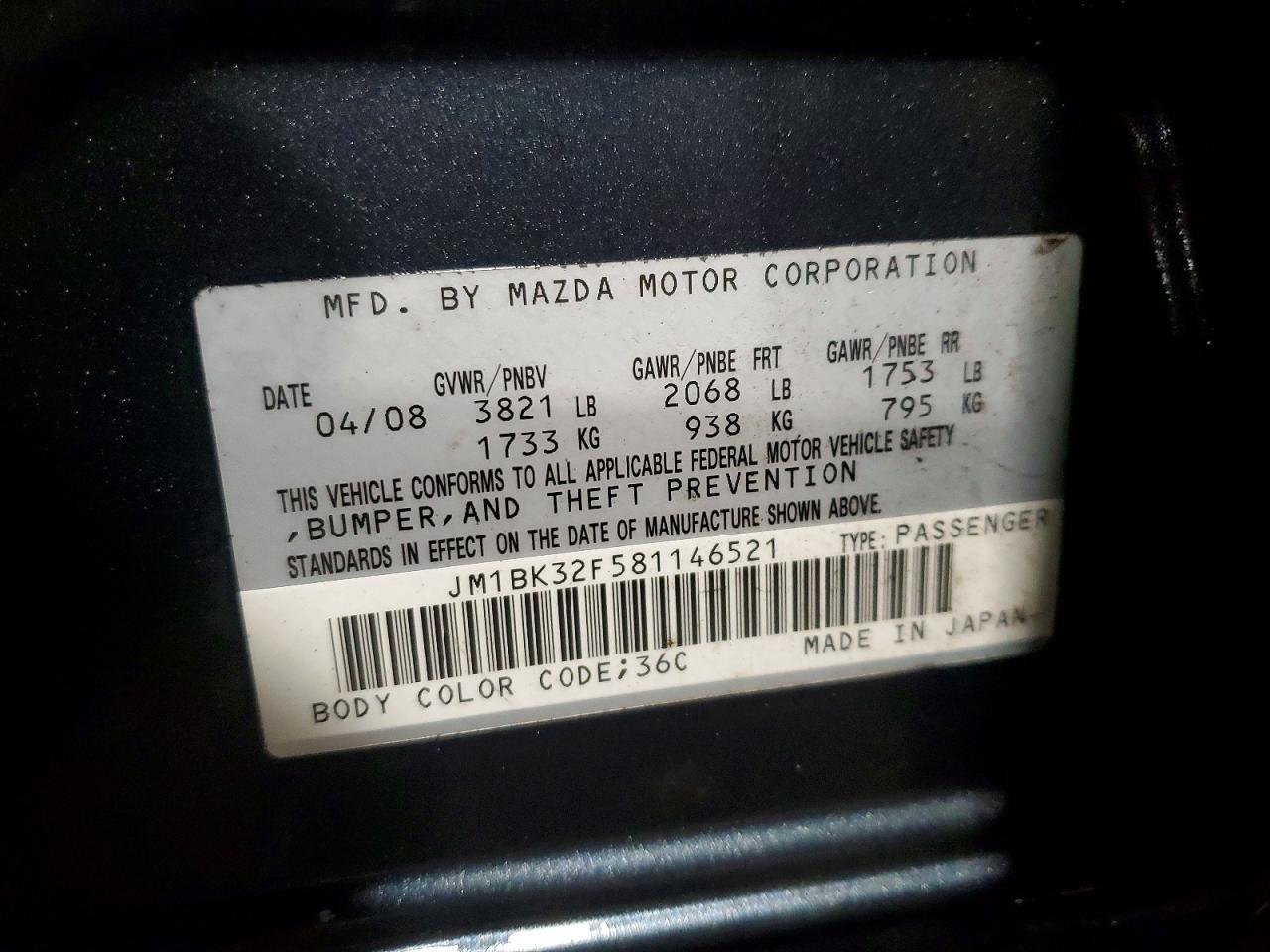 2008 MAZDA 3 I photo 23