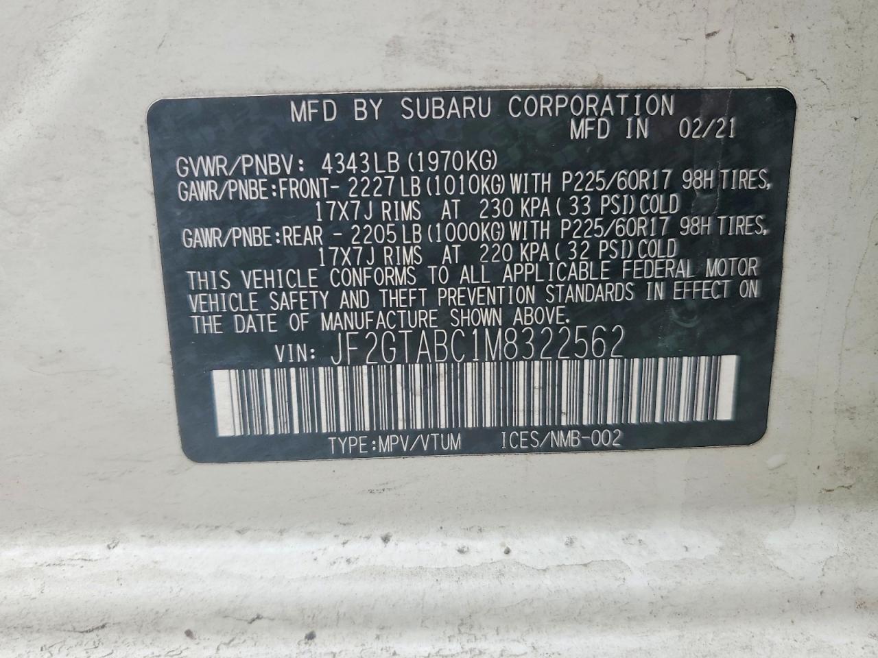 2021 SUBARU CROSSTREK photo 13
