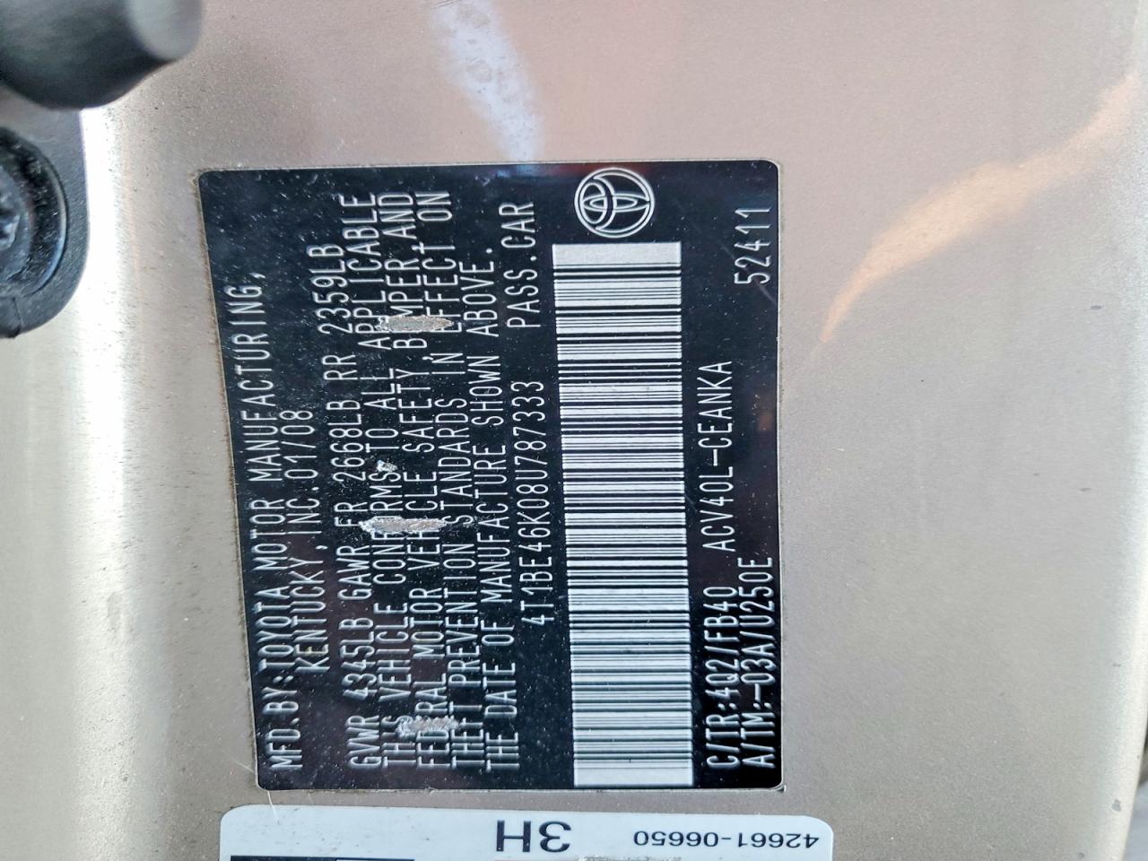 2008 TOYOTA CAMRY BASE photo 23