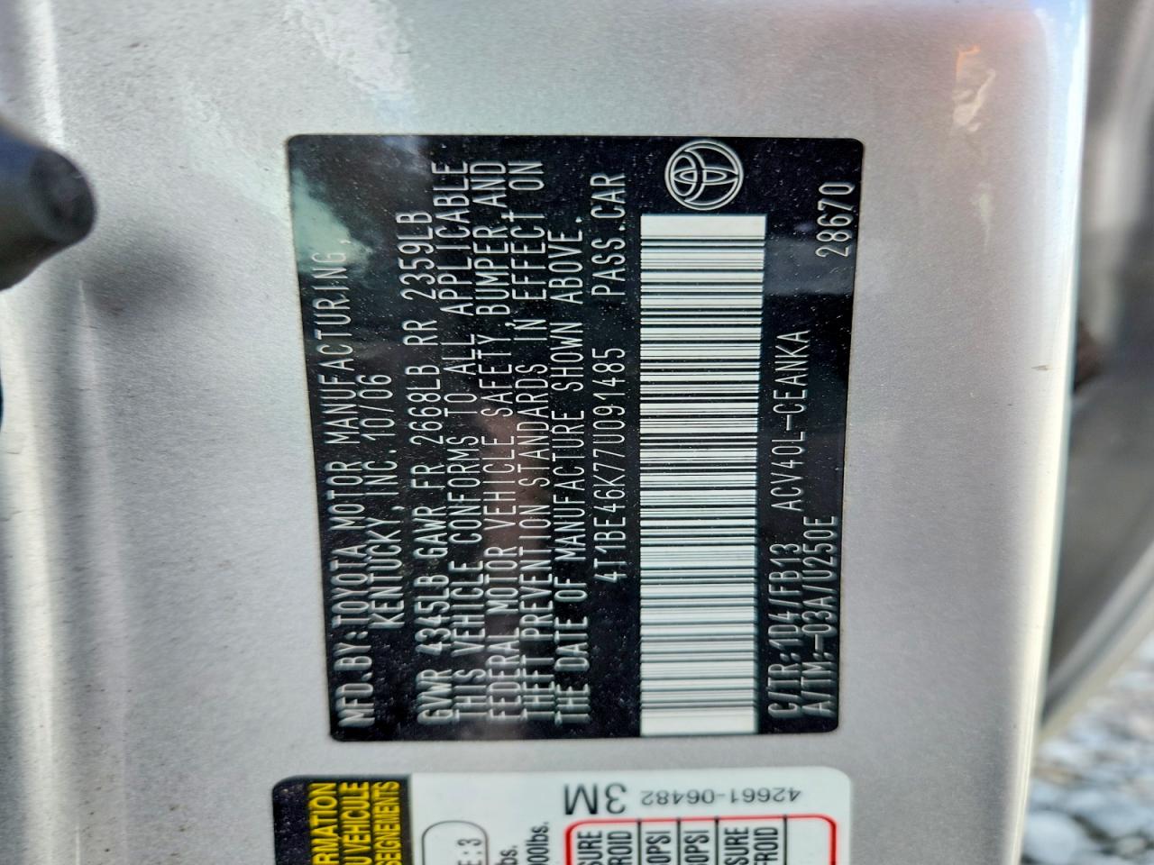 2007 TOYOTA CAMRY LE photo 34