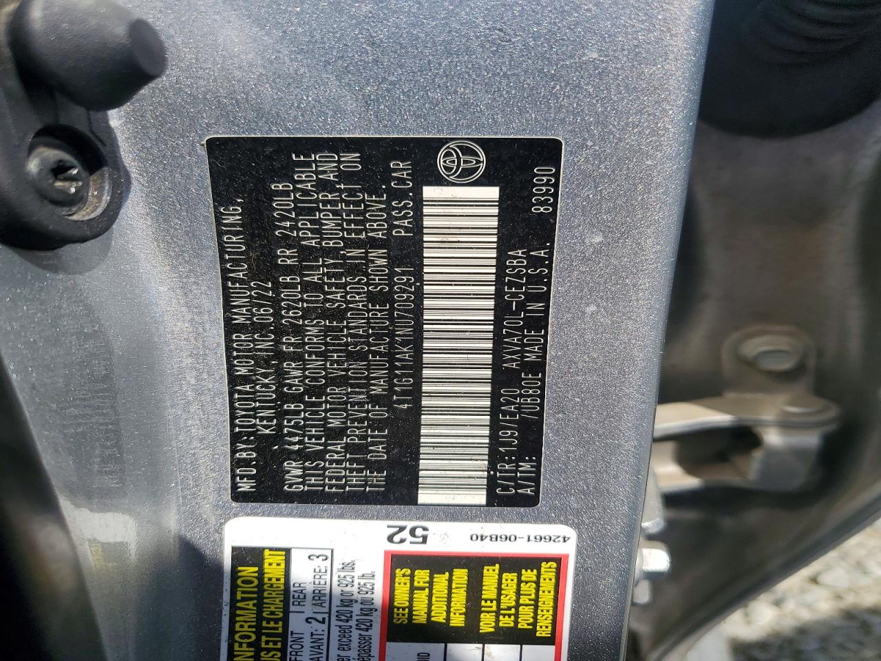2022 TOYOTA CAMRY SE photo 23