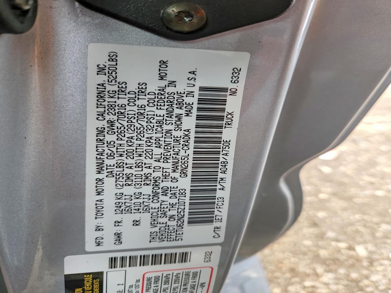 2005 TOYOTA TACOMA PRERUNNER V6 photo 12