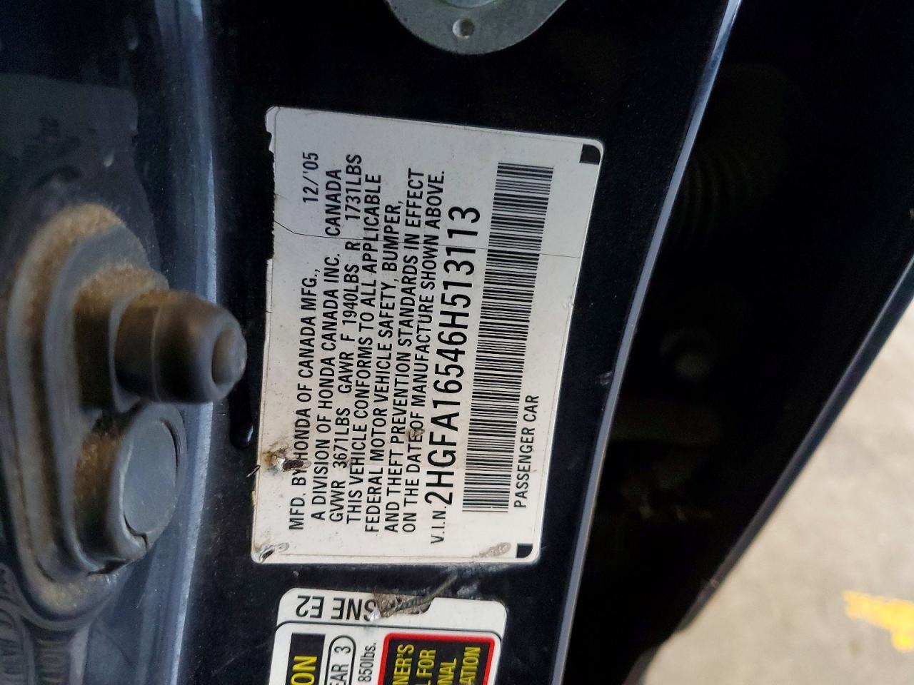 2006 HONDA CIVIC LX photo 12