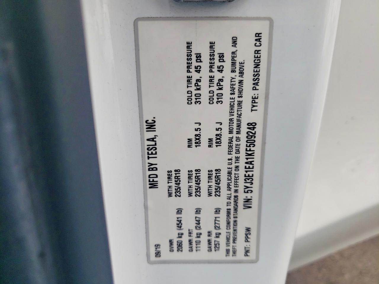 2019 TESLA MODEL 3 photo 13