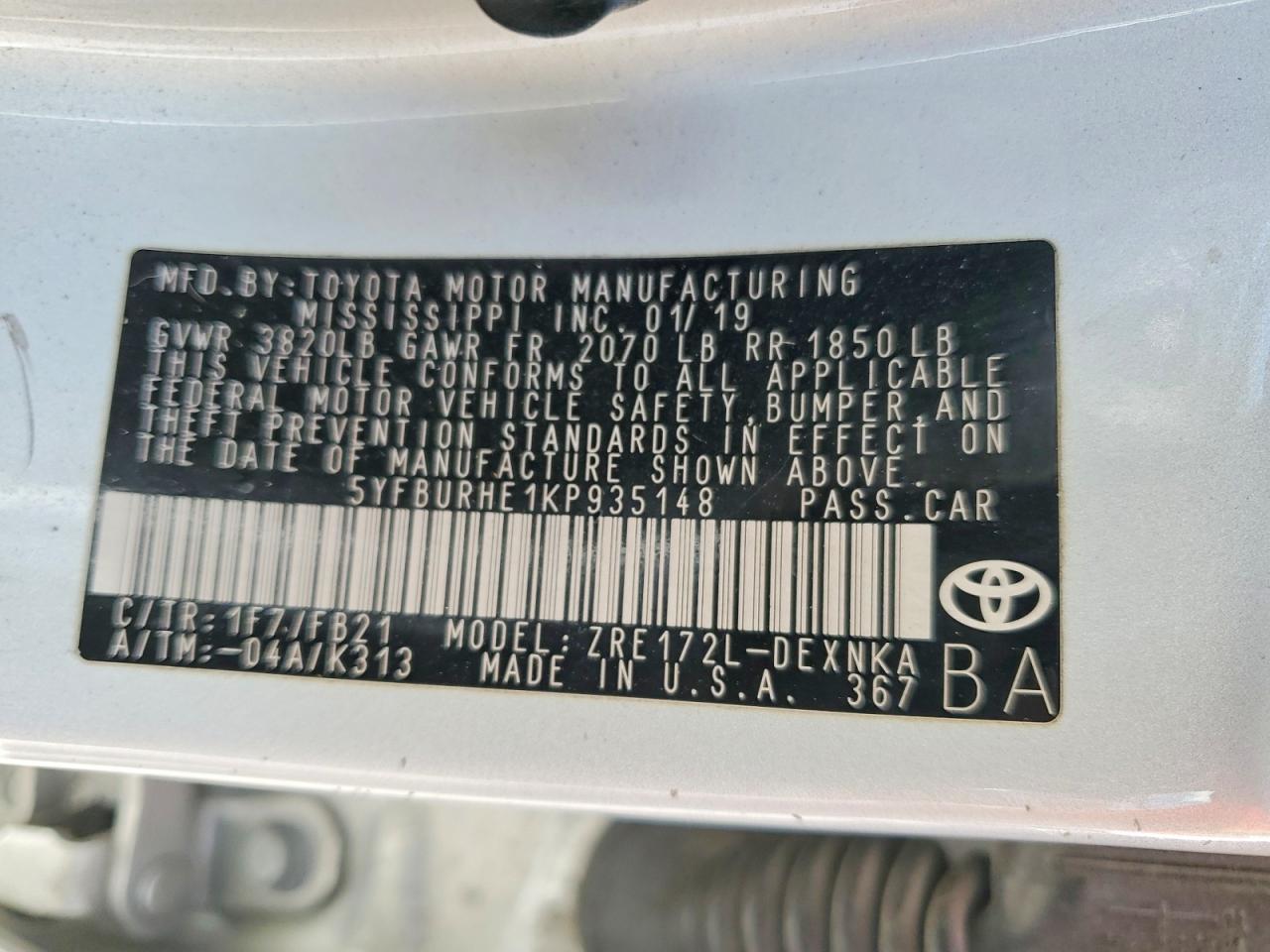 2019 TOYOTA COROLLA LE photo 34