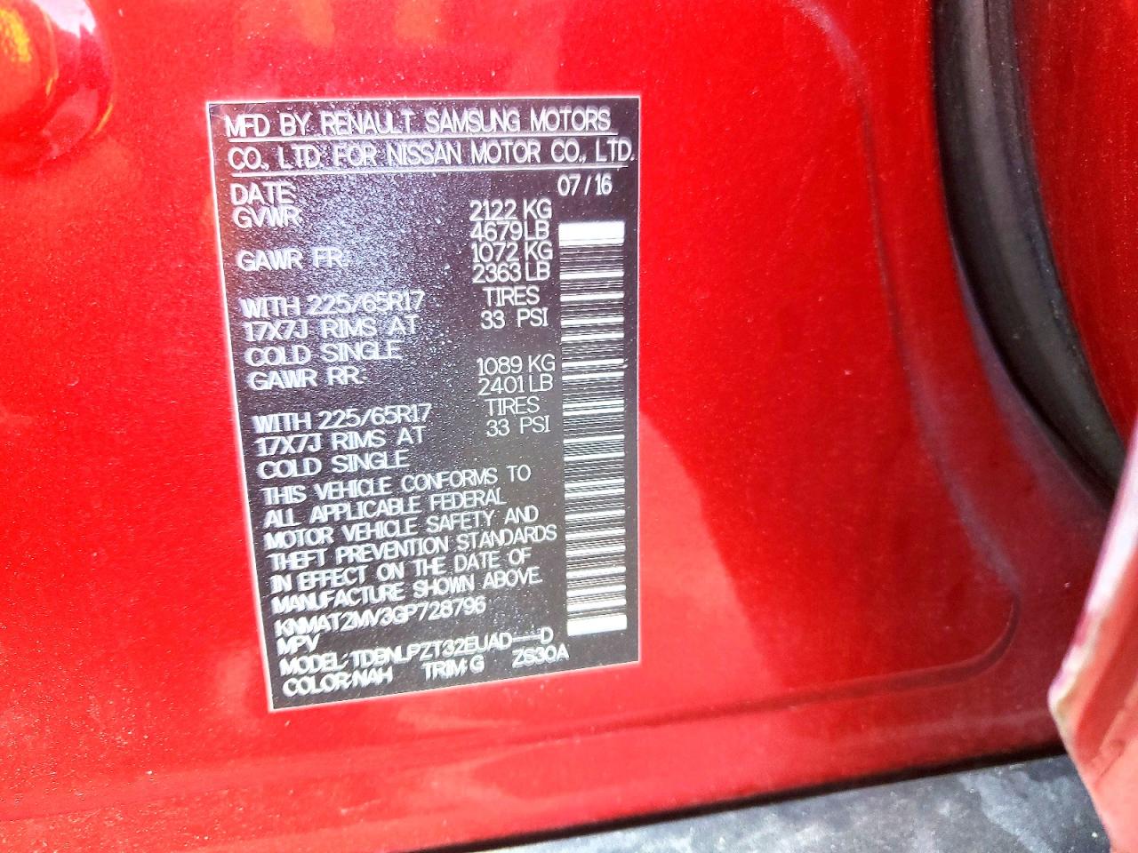 2016 NISSAN ROGUE S photo 25