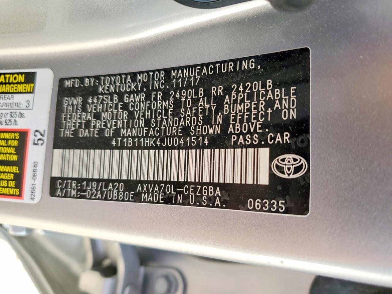 2018 TOYOTA CAMRY XLE photo 25