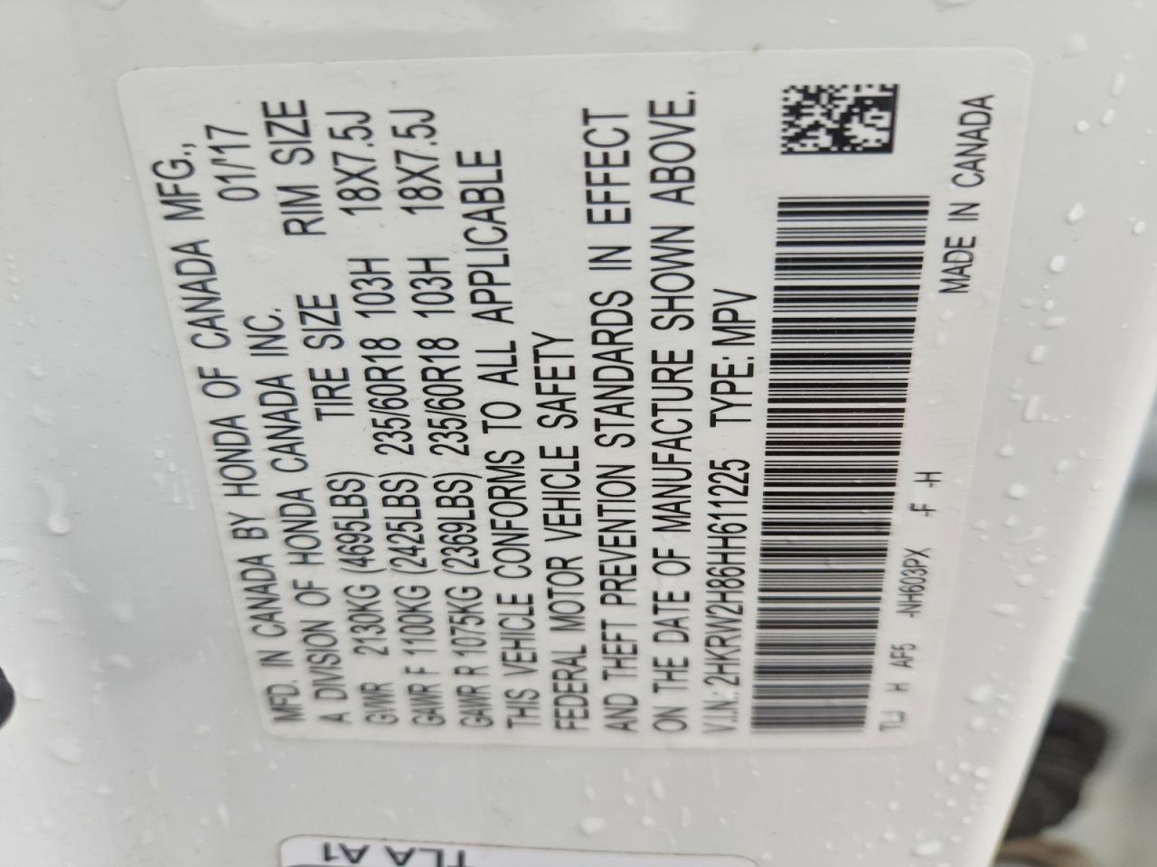 2017 HONDA CR-V EXL photo 23