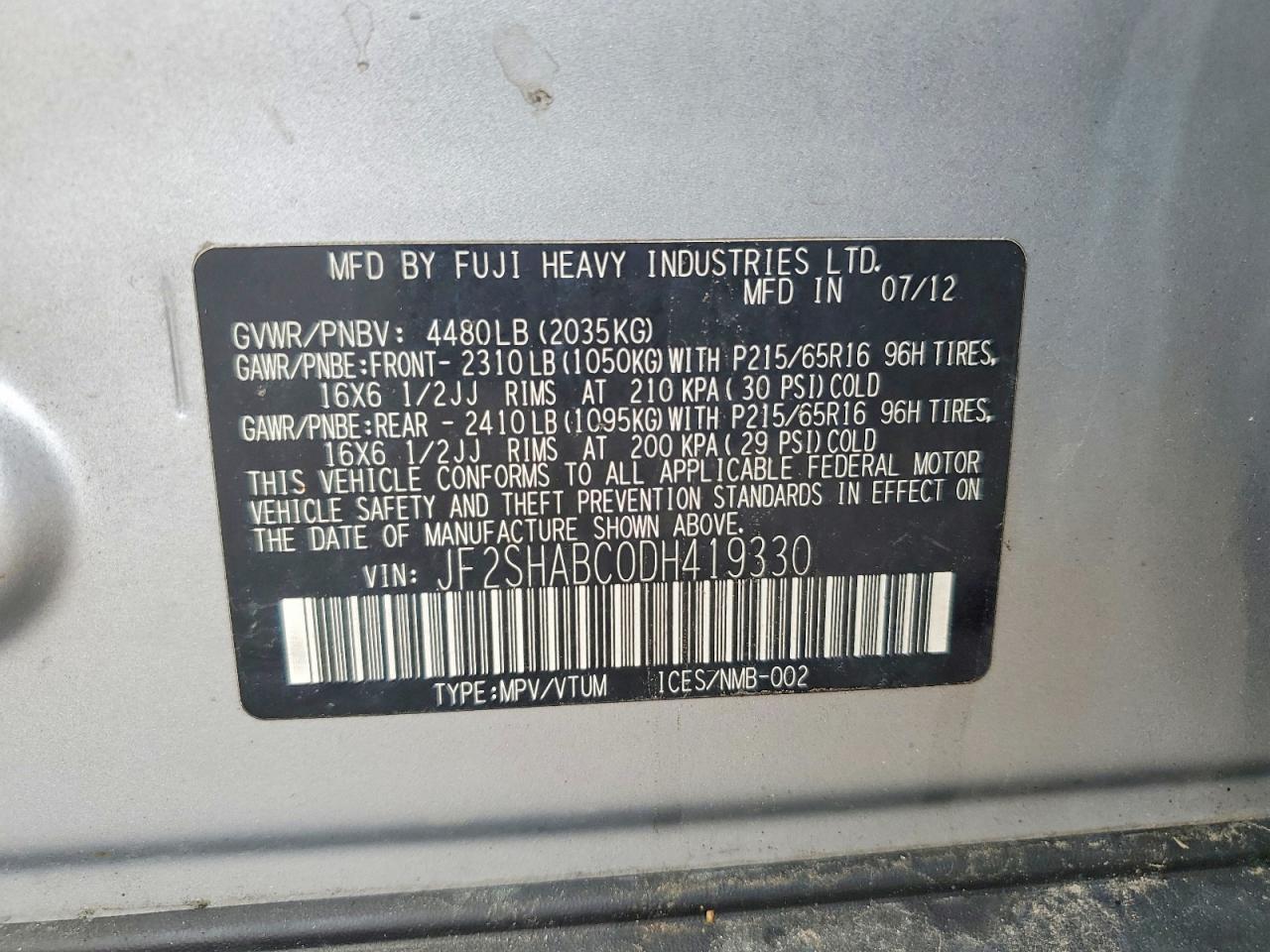 2013 SUBARU FORESTER 2.5X photo 37