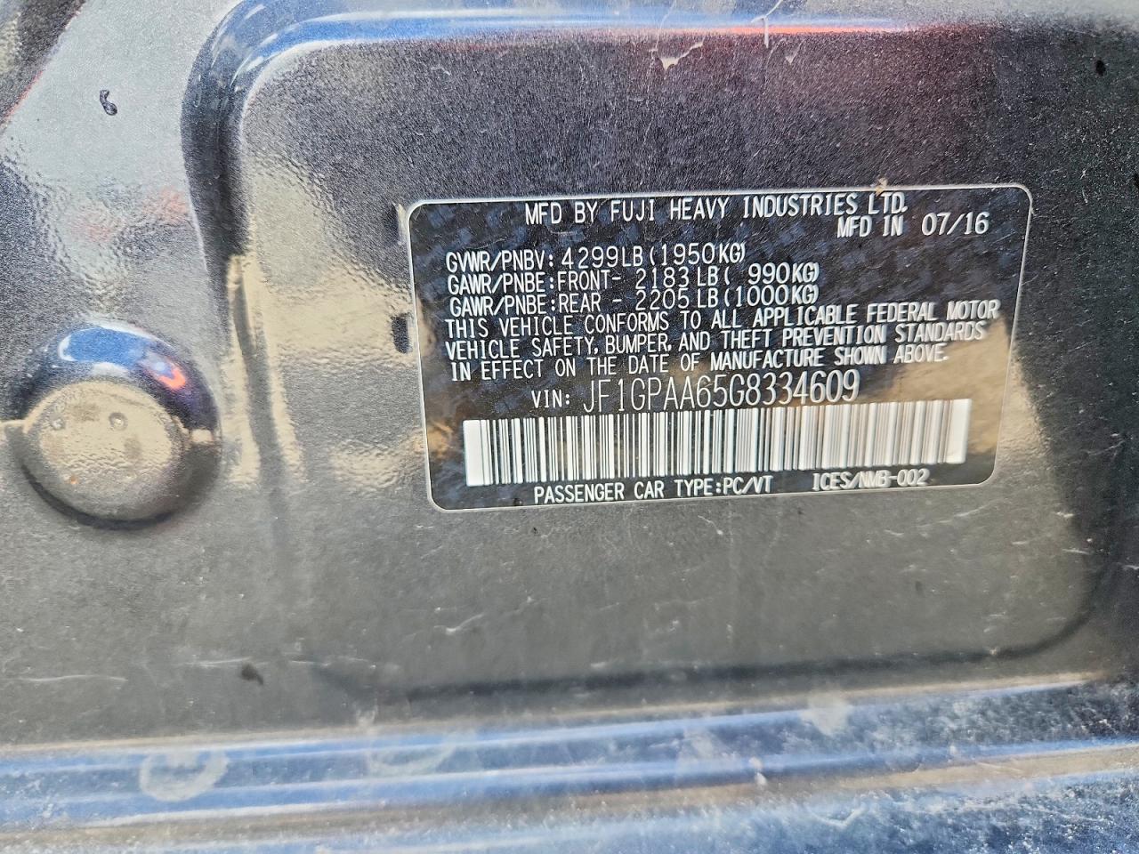 2016 SUBARU IMPREZA photo 12