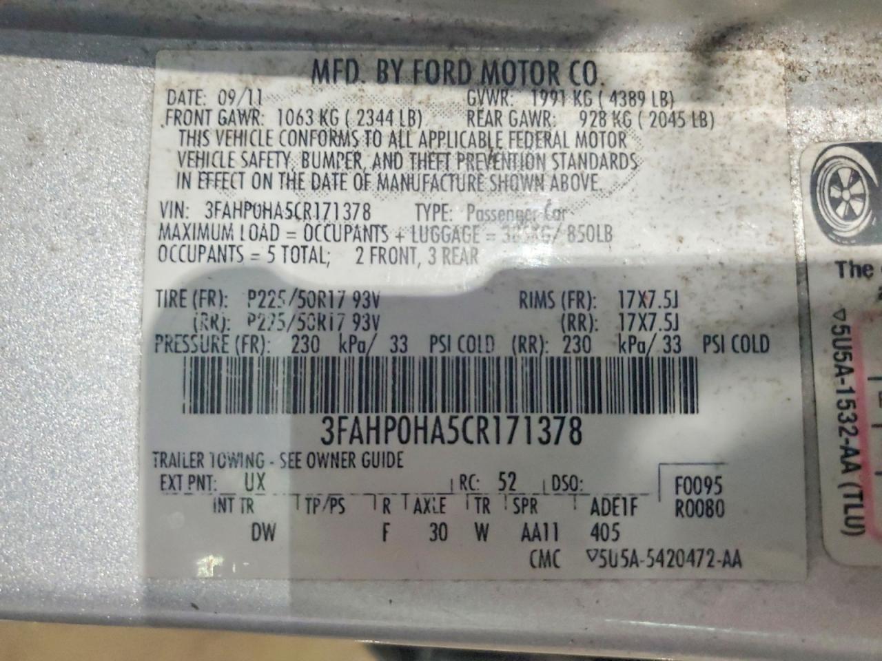 2012 FORD FUSION SE photo 23