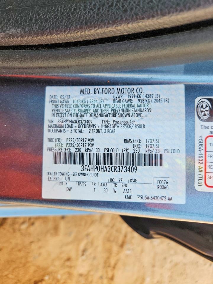 2012 FORD FUSION SE photo 34