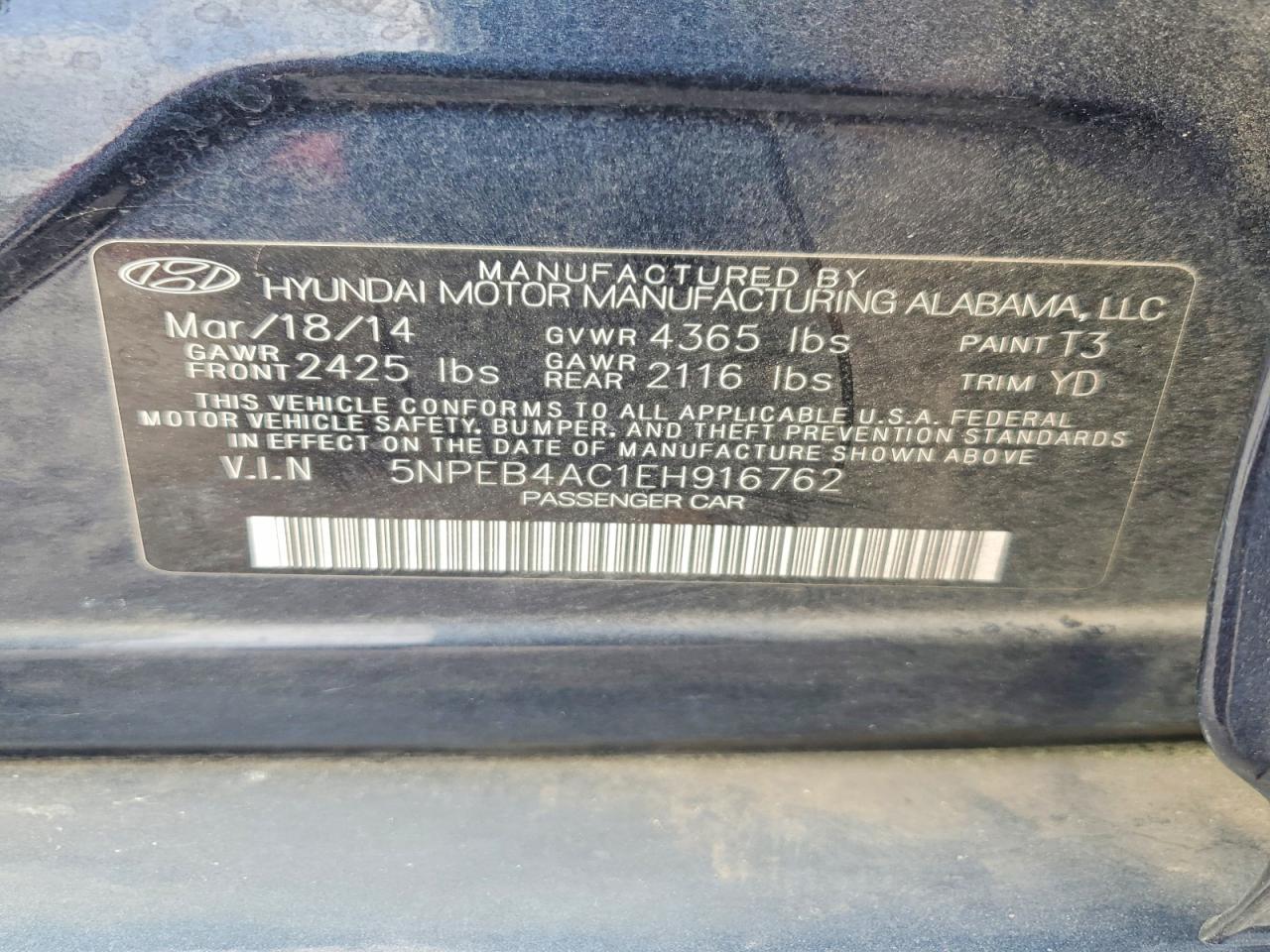 2014 HYUNDAI SONATA GLS photo 12