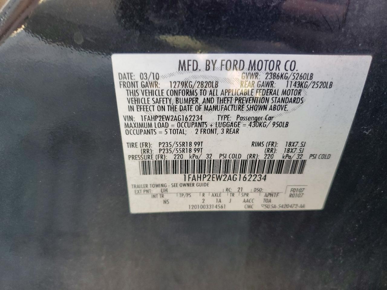 2010 FORD TAURUS SEL photo 23