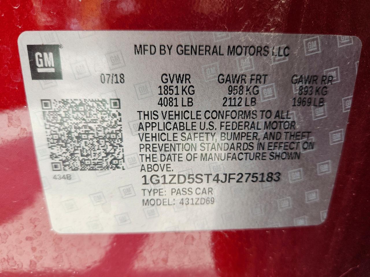 2018 CHEVROLET MALIBU LT photo 23