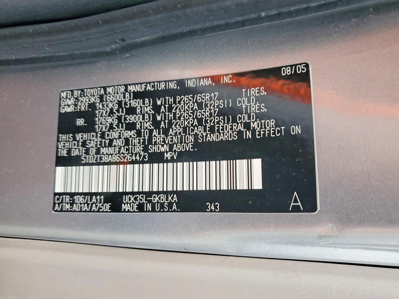 2006 TOYOTA SEQUOIA LIMITED photo 14