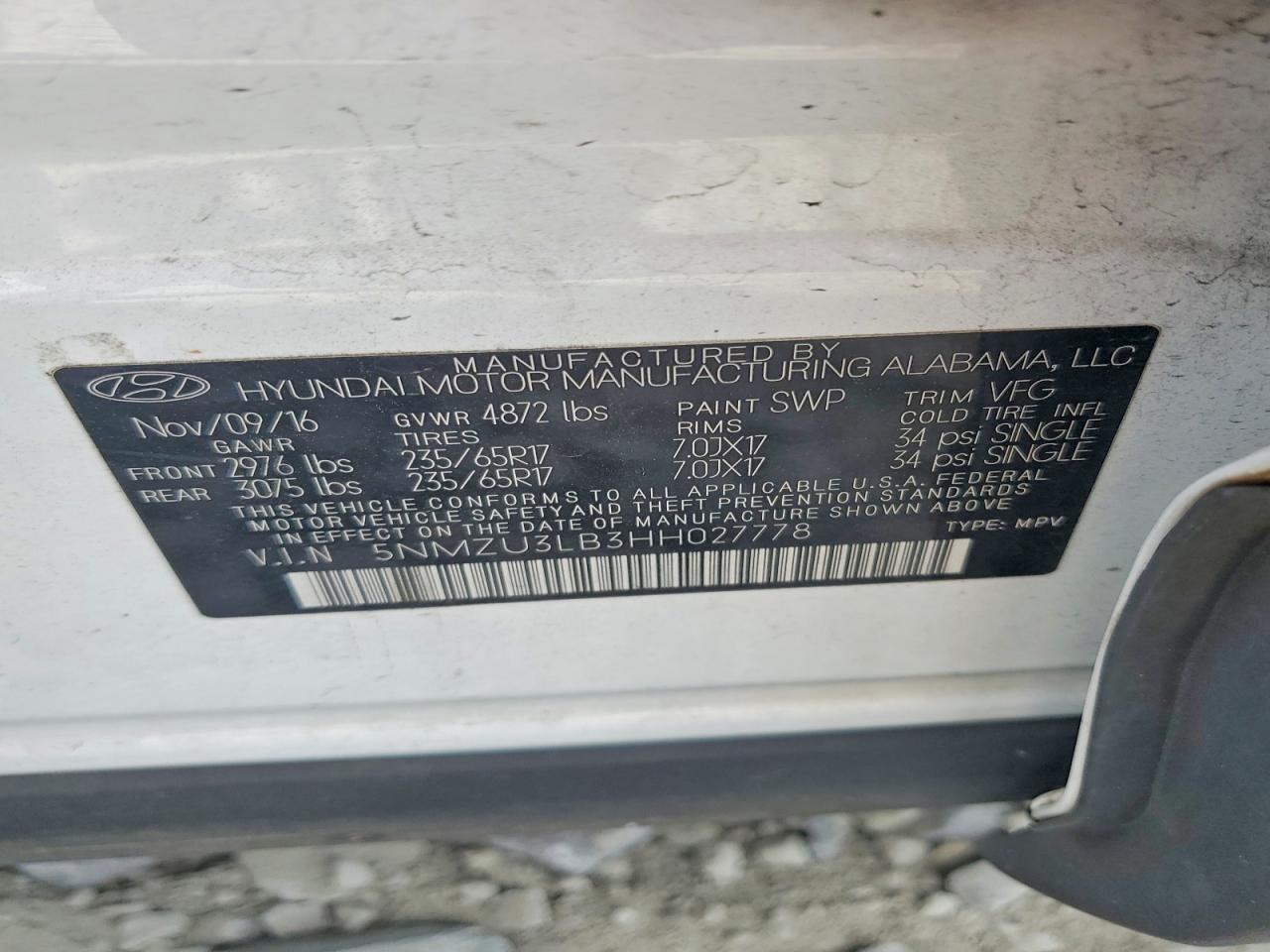 2017 HYUNDAI SANTA FE SPORT 2.4L photo 37
