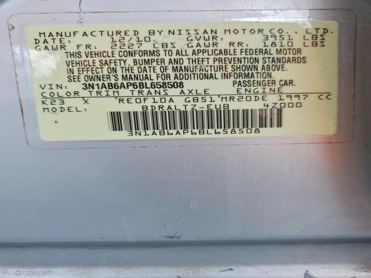 2011 NISSAN SENTRA 2.0 photo 23