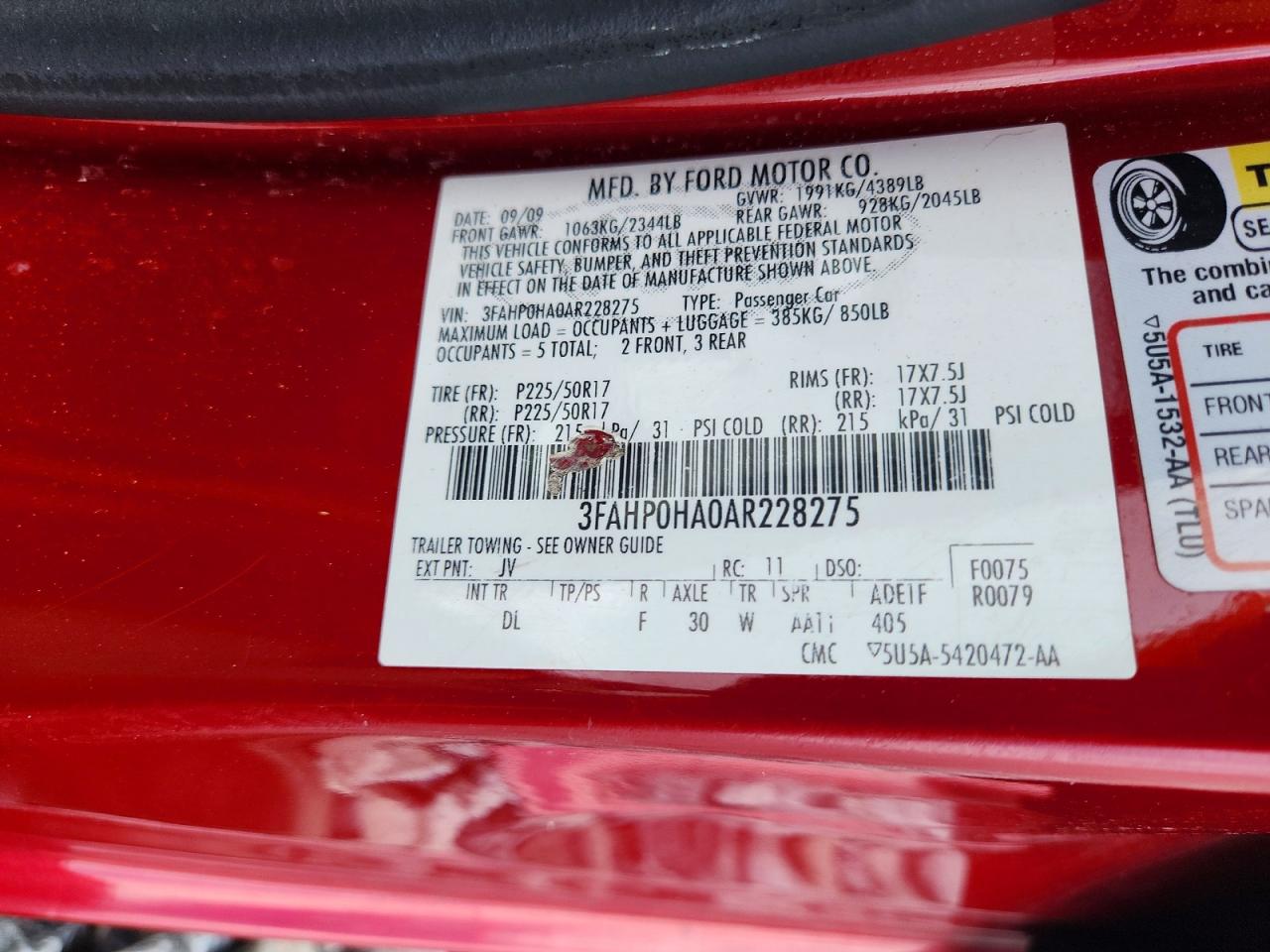 2010 FORD FUSION SE photo 34