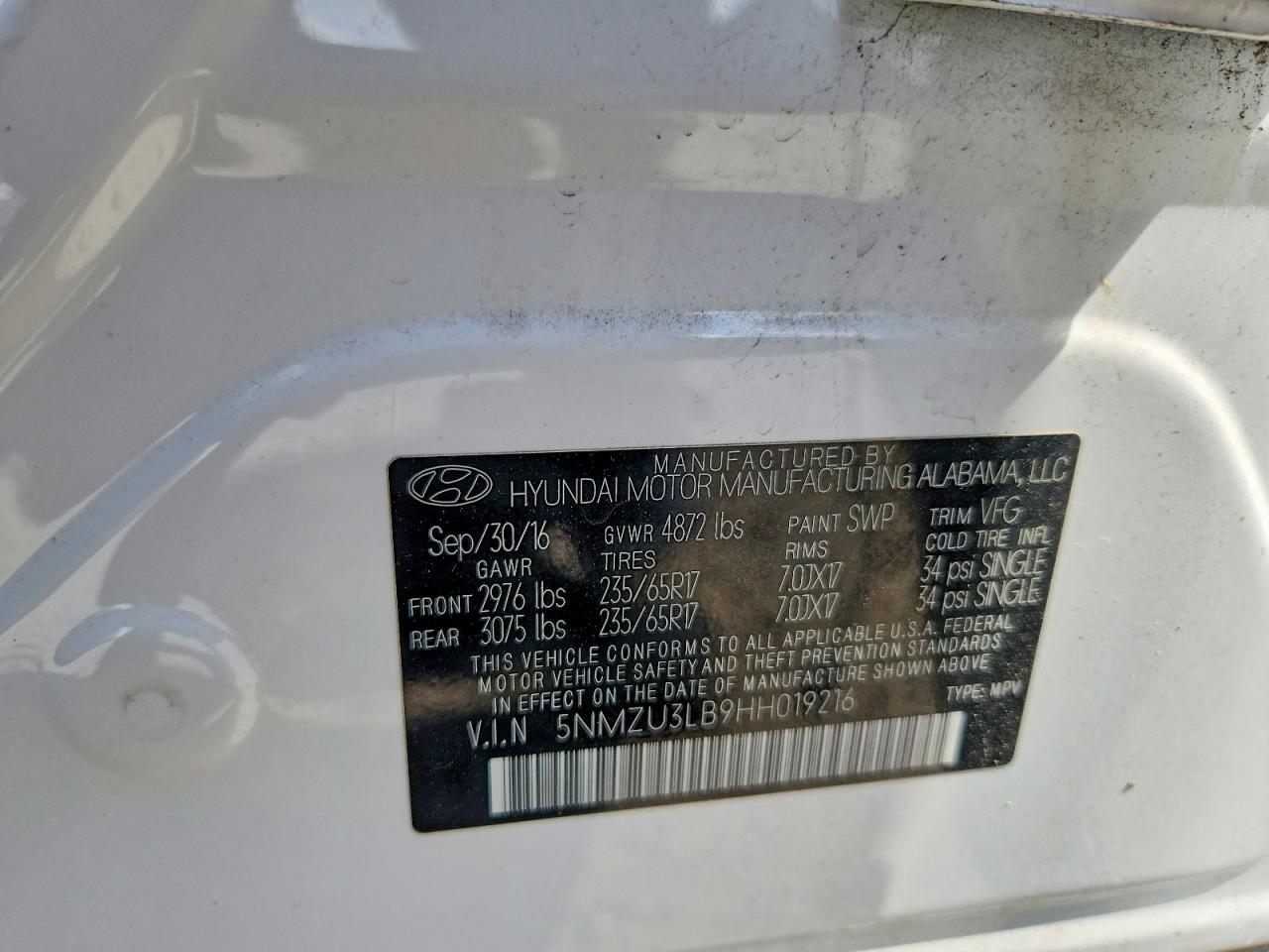 2017 HYUNDAI SANTA FE SPORT 2.4L photo 37